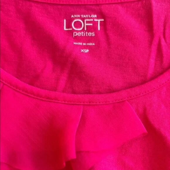 LOFT Fuchsia Layered Ruffle Top - Picture 2 of 3